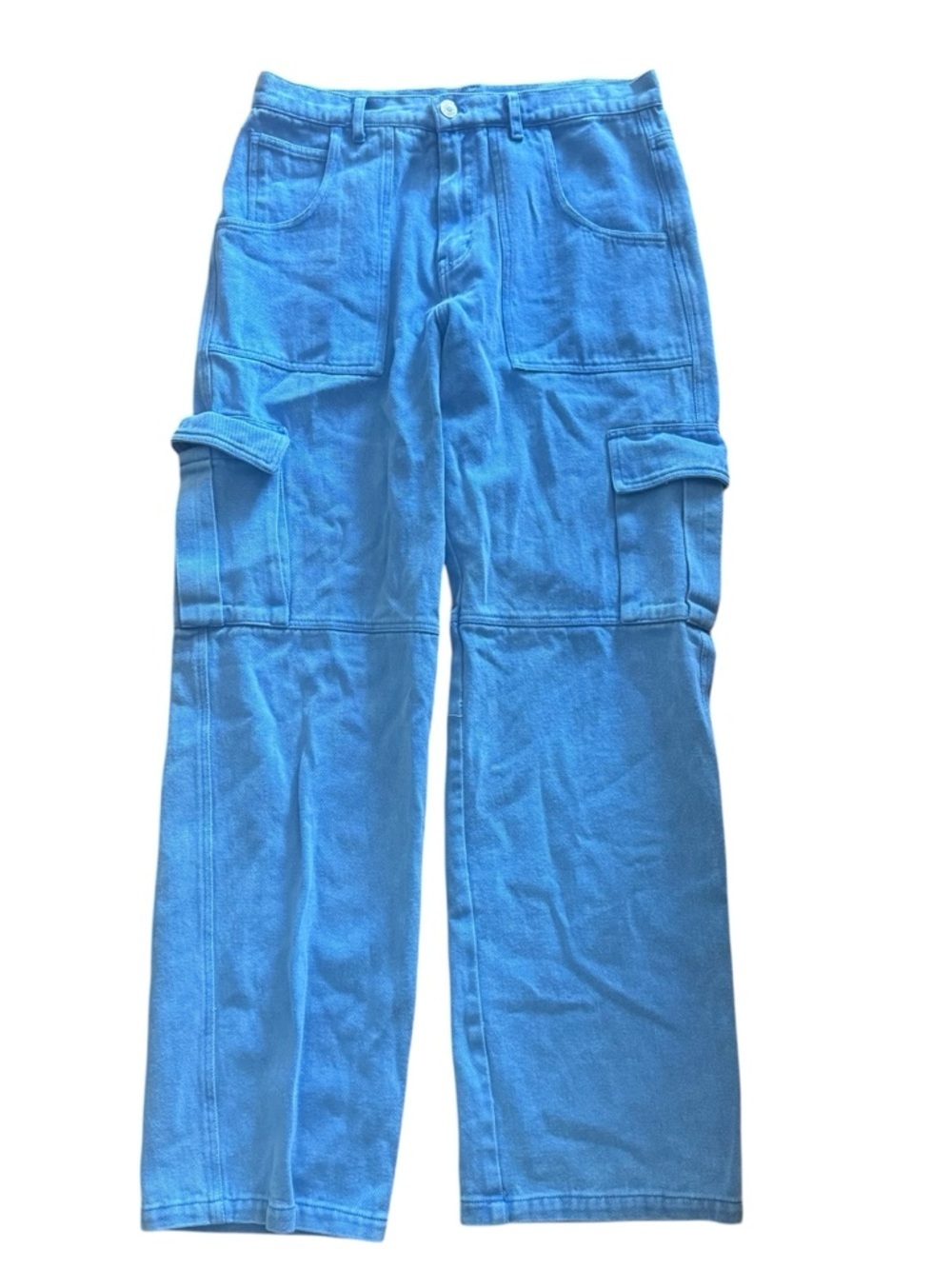 GeeGee Blue Utility Cargo Pants, Size Medium, Cotton Pants, Casual